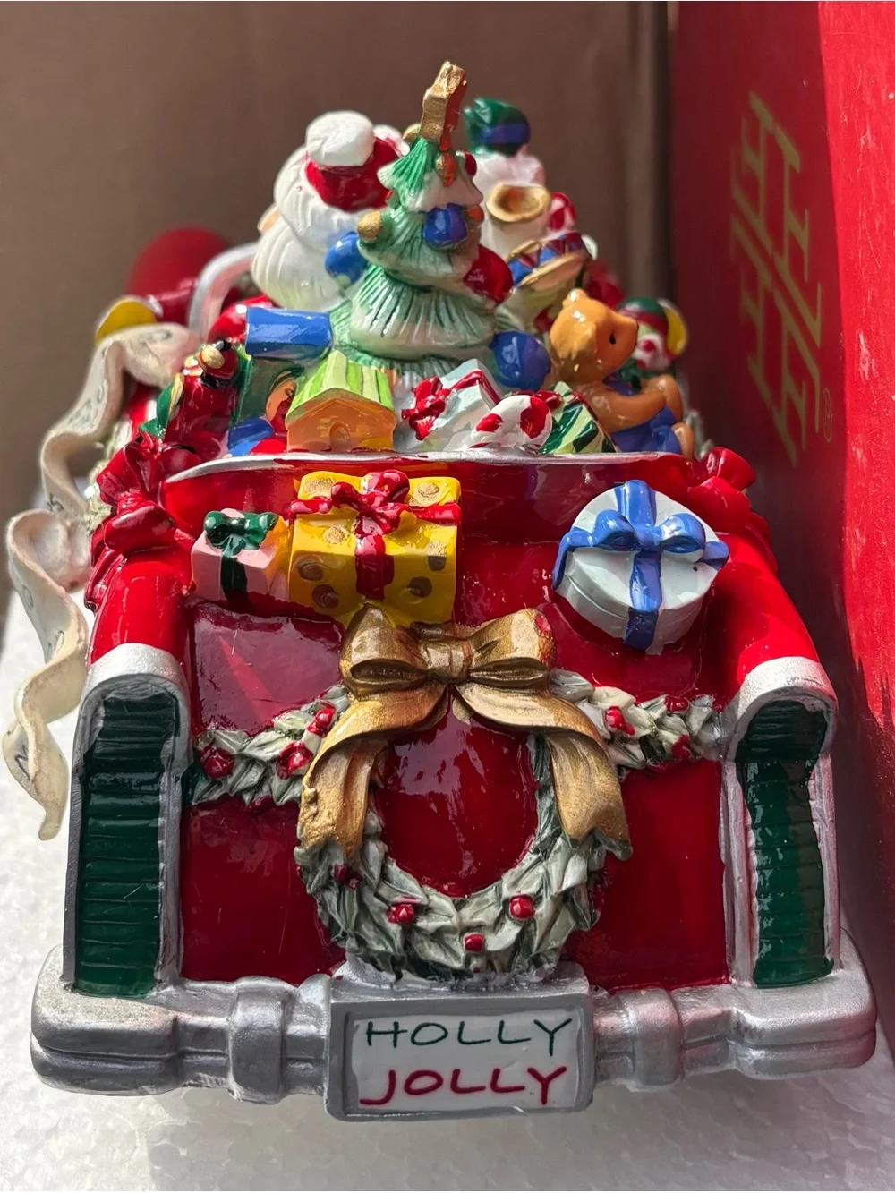 Sanita Red and White Santa Driving Holiday Car Figurine